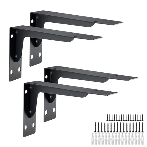 OVOV Schwarze schwebende Regalhalterungen, strapazierfähig, 25,4 cm, Wandmontage, L-Halterungen für Regale, 4 Stück, Regalstütze, Hardware für Haus, Garten, Küche OVOV Schwarze schwebende Regalhalterungen, strapazierfähig, 25,4 cm, Wandmontage, L-Halterungen für Regale, 4 Stück, Regalstütze, Hardware für Haus, Garten, Küche von OVOV