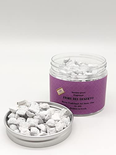 Duftendes Räucherwerk in Körnern, griechisches Räucherwerk mit großem Kornduft, 100 g, natürliches Räucherwerk zum Zugang mit Räucherkohle, Originalrezept vom Berg Athos (Wüstenblume) von OVUNQUE PROTEGGIMI