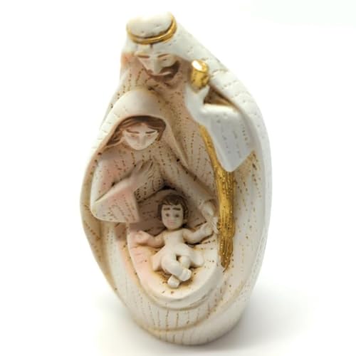 OVUNQUE PROTEGGIMI Heilige Familie aus Kunstharz, handbemalte Krippe, Krippe Made in Italy, Weihnachtsdekorationen für Ihr Zuhause, Weihnachtsgeschenkidee mit Geschenkbox (Modell 725, 8 cm) von OVUNQUE PROTEGGIMI