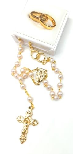 OVUNQUE PROTEGGIMI Hochzeit Rosenkranz, Hochzeitstag Devotionalien Rosenkranz, Rosenkranz mit Ehering Symbol, handgefertigte Rosenkranz mit wundertätige Medaille mit Gebet OVUNQUE PROTEGGIMI Hochzeit Rosenkranz, Hochzeitstag Devotionalien Rosenkranz, Rosenkranz mit Ehering Symbol, handgefertigte Rosenkranz mit wundertätige Medaille mit Gebet von OVUNQUE PROTEGGIMI