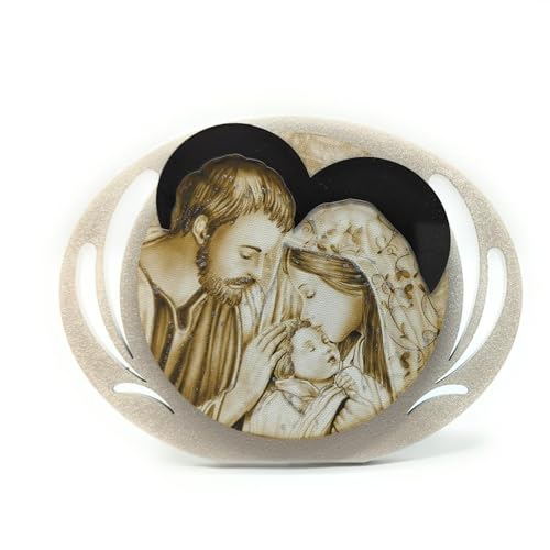 OVUNQUE PROTEGGIMI Modernes Holzbild der Heiligen Familie mit Perlmuttlack, 13x18 cm, spirituelle Kunst und Made in Italy für Ihr Zuhause, perfekt für eine Atmosphäre der Hingabe. OVUNQUE PROTEGGIMI Modernes Holzbild der Heiligen Familie mit Perlmuttlack, 13x18 cm, spirituelle Kunst und Made in Italy für Ihr Zuhause, perfekt für eine Atmosphäre der Hingabe. von OVUNQUE PROTEGGIMI