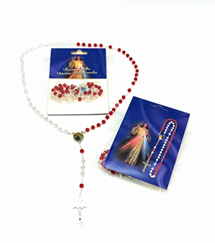 OVUNQUE PROTEGGIMI Rosenkranz der Göttlichen Barmherzigkeit mit Körnern aus echtem Glas 6 mm Rosenkranz Jesus Barmherzig Chaplet of Divine Mercy von OVUNQUE PROTEGGIMI