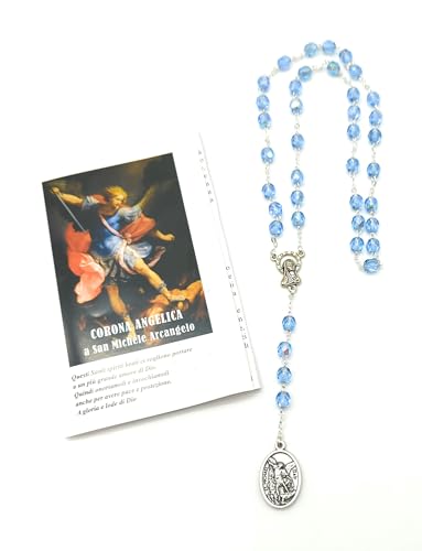 OVUNQUE PROTEGGIMI Rosenkranz von St. Michael Erzengel Krone Angelica von St. Michael in halbem blauem Kristall, mit Medaille des Schutzengels und des heiligen Michaels, Andachtsrosenkranz mit Gebet. OVUNQUE PROTEGGIMI Rosenkranz von St. Michael Erzengel Krone Angelica von St. Michael in halbem blauem Kristall, mit Medaille des Schutzengels und des heiligen Michaels, Andachtsrosenkranz mit Gebet. von OVUNQUE PROTEGGIMI