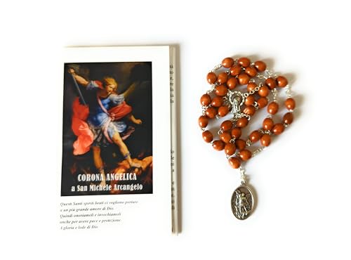 OVUNQUE PROTEGGIMI St. Michael Rosenkranz, Engelskrone des Erzengels Michael in Holz mit ovalen Körnern, mit Schutzengel und St. Michael Medaille, mit Gebet OVUNQUE PROTEGGIMI St. Michael Rosenkranz, Engelskrone des Erzengels Michael in Holz mit ovalen Körnern, mit Schutzengel und St. Michael Medaille, mit Gebet von OVUNQUE PROTEGGIMI