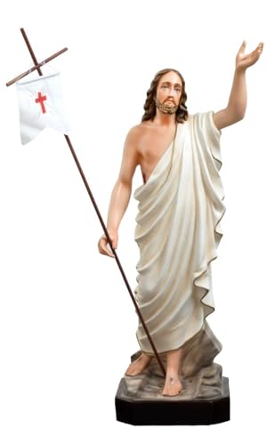 OVUNQUE PROTEGGIMI Statue aus auferstandenem Jesus 85 cm, aus Harz, geeignet für Innen- und Außenbereiche, hergestellt in Italien (GLASAUGEN) von OVUNQUE PROTEGGIMI
