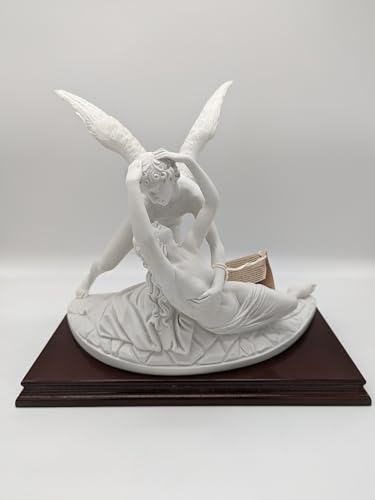 OVUNQUE PROTEGGIMI Statue von Amor und Psyche in weißem Marmorstaub, GEFERTIGT IN TOSKANA (ca. 38 x 33 cm) von OVUNQUE PROTEGGIMI