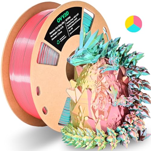 OVV3D PLA Filament 1.75, 3D-Drucker-Filament, Dreifarbiges Regenbogen-Seidenfilament mit Himmelblau-Rosa-Gelb Filament PLA, 3D-Druckmaterial PLA Filament 1.75 mm ±0,02mm, 1kg OVV3D PLA Filament 1.75, 3D-Drucker-Filament, Dreifarbiges Regenbogen-Seidenfilament mit Himmelblau-Rosa-Gelb Filament PLA, 3D-Druckmaterial PLA Filament 1.75 mm ±0,02mm, 1kg von OVVNYXE