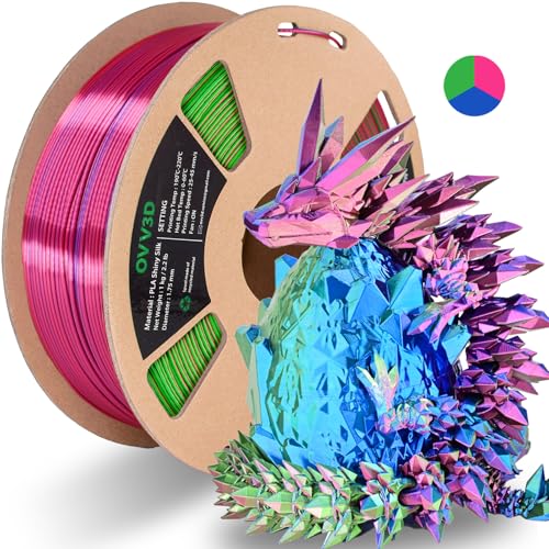OVV3D PLA Filament 1.75, 3D-Drucker-Filament, Dreifarbiges Regenbogen-Seidenfilament mit Rot- Grün-Blau Filament PLA, 3D-Druckmaterial PLA Filament 1.75 mm ±0,02mm, 1kg OVV3D PLA Filament 1.75, 3D-Drucker-Filament, Dreifarbiges Regenbogen-Seidenfilament mit Rot- Grün-Blau Filament PLA, 3D-Druckmaterial PLA Filament 1.75 mm ±0,02mm, 1kg von OVVNYXE