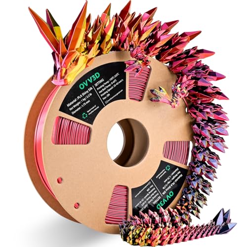 OVV3D PLA Filament 1.75, 3D-Drucker-Filament, Dreifarbiges Regenbogen-Seidenfilament mit Schwarz-Rot-Gold Filament PLA, 3D-Druckmaterial PLA Filament 1.75 mm ±0,02mm, 1kg OVV3D PLA Filament 1.75, 3D-Drucker-Filament, Dreifarbiges Regenbogen-Seidenfilament mit Schwarz-Rot-Gold Filament PLA, 3D-Druckmaterial PLA Filament 1.75 mm ±0,02mm, 1kg von OVVNYXE