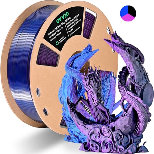 OVV3D PLA Filament 1.75, 3D-Drucker-Filament, Dreifarbiges Regenbogen-Seidenfilament mit Schwarz-Violett- Blau Filament PLA, 3D-Druckmaterial PLA Filament 1.75 mm ±0,02mm, 1kg OVV3D PLA Filament 1.75, 3D-Drucker-Filament, Dreifarbiges Regenbogen-Seidenfilament mit Schwarz-Violett- Blau Filament PLA, 3D-Druckmaterial PLA Filament 1.75 mm ±0,02mm, 1kg von OVVNYXE
