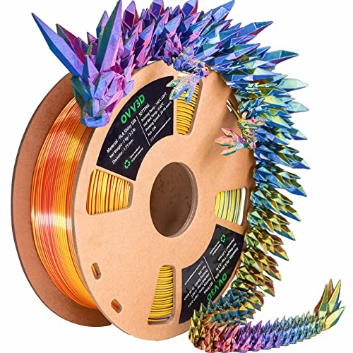 OVV3D PLA Filament 1.75, Filament-3D-Druckmaterialien, Dreifarbiges Regenbogen-Seidenfilament mit Rot-Gelb-Blau Filament PLA, 3D Drucker Filament PLA Filament 1.75 mm ±0,02mm, 1kg von OVVNYXE