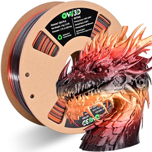 OVV3D PLA Filament 1.75 mm 3D Drucker Filament Silk PLA Filament 1 kg, Schwarz Rot Gold Filament PLA von OVVNYXE