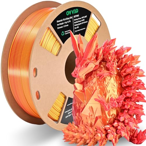 OVV3D PLA Filament 1.75 mm 3D Drucker Filament Silk PLA Filament 1 kg, Zweifarbige Coextrusion Filament PLA, Rot Gold OVV3D PLA Filament 1.75 mm 3D Drucker Filament Silk PLA Filament 1 kg, Zweifarbige Coextrusion Filament PLA, Rot Gold von OVVNYXE