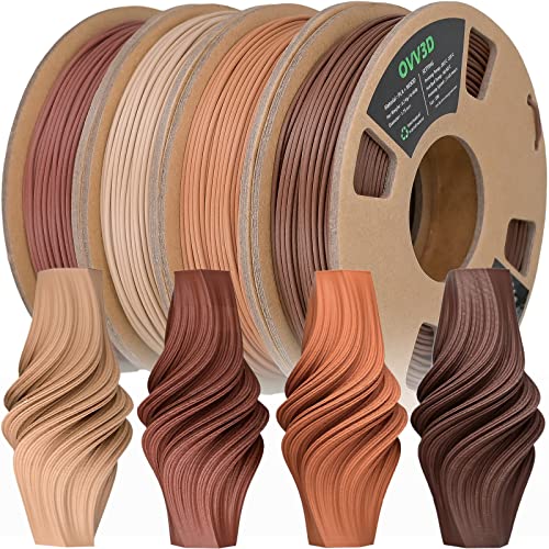 OVV3D PLA Filament 1.75 mm Bundle Holz Filament-3D-Druckmaterialien 3D Drucker Filament Wood PLA Filament, FiLament PLA enthält mehr als 30% echte Holzfasern, 4 Pack X 200g OVV3D PLA Filament 1.75 mm Bundle Holz Filament-3D-Druckmaterialien 3D Drucker Filament Wood PLA Filament, FiLament PLA enthält mehr als 30% echte Holzfasern, 4 Pack X 200g von OVVNYXE