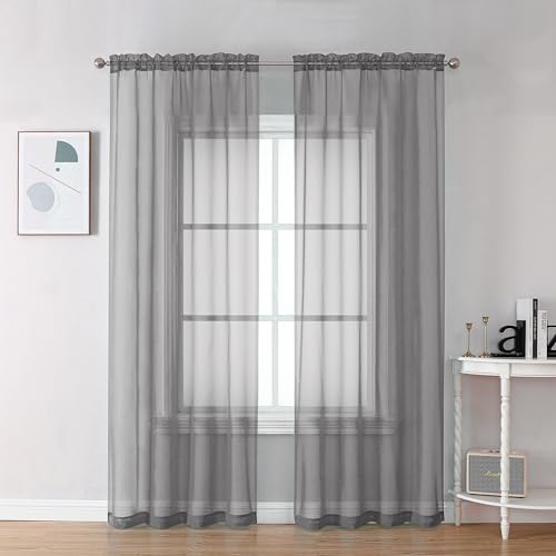 OVZME Extra lange, durchsichtige Vorhänge, 241,3 cm Länge für Wohnzimmer, Stangentasche, transparenter Voile-Vorhang für Schlafzimmer und Wohnzimmer, Anthrazitgrau, 2 Paneele à 42 x 95 l OVZME Extra lange, durchsichtige Vorhänge, 241,3 cm Länge für Wohnzimmer, Stangentasche, transparenter Voile-Vorhang für Schlafzimmer und Wohnzimmer, Anthrazitgrau, 2 Paneele à 42 x 95 l von OVZME