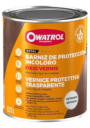 OWATROL® Oxid Vernis – Einkomponenten-Klarlack – farblos – Für innen und außen – Rostschutz Kfz – Lack für Eisen und Nichteisen Metalle – Wetterfest – hohe UV-Beständigkeit (0,75 Liter, seidenmatt) von OWATROL