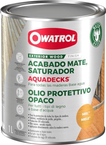 OWATROL – AQUADECKS – 5 L – Teak – Holzsättiger matt auf wässriger Basis, für den Schutz von tropischem Holz im Außenbereich Teak Ipe Bangkirai Akazie Massaranduba OWATROL – AQUADECKS – 5 L – Teak – Holzsättiger matt auf wässriger Basis, für den Schutz von tropischem Holz im Außenbereich Teak Ipe Bangkirai Akazie Massaranduba von OWATROL
