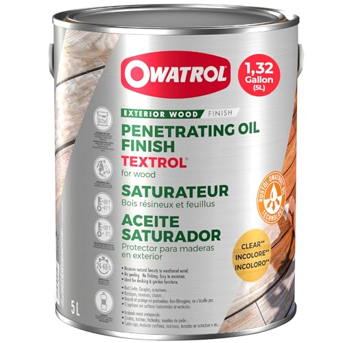 OWATROL® TEXTROL Holz Öl farblos - 5L - Holzöl für Außenbereich - Holzpflegemittel Möbel - Öl für Gartenmöbel - Holz Pflege Öl - Holzlasur Aussen - Pflegeöl für Holzmöbel von OWATROL