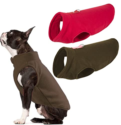 Owbb 2er Hundepullover Fleece kleine Hunde, Warm Hundejacke hundeweste mit Leine Attachment, Winter Hundepullover Mantel, Kaltwetter Hundebekleidung, Innen und Außeneinsatz von Owbb