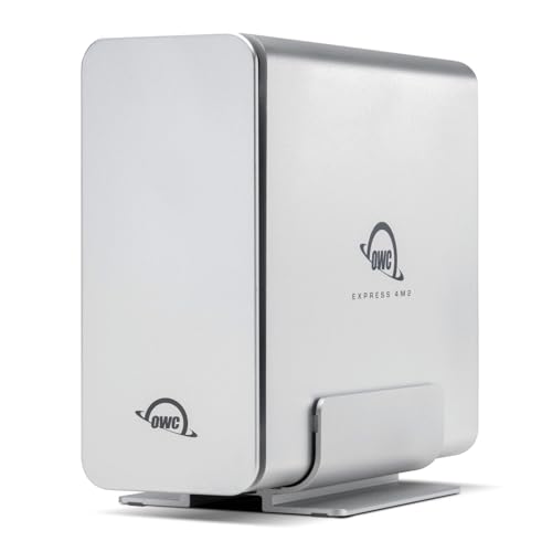 OWC Express 4M2 USB4 Gehäuse mit 4 Steckplätzen NVMe M.2 2230/2242/2280 SSD | bis zu 3200MB/s | RAID 0/1/4/5/10/JBOD | Mac/PC kompatibel | Aluminium | leise | USB-C-Kabel im Lieferumfang enthalten | von OWC