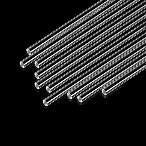 Acryl Rundstab 8mm x 30cm Acrylstab Transparent 10stk Acryl-Dübelstangen Transparente Acryl-Rundstäbe Lichtleiter für Beliebiges Schneiden Geeignet für Architektonisches Handwerk (8mm*30cm) von OWDFF