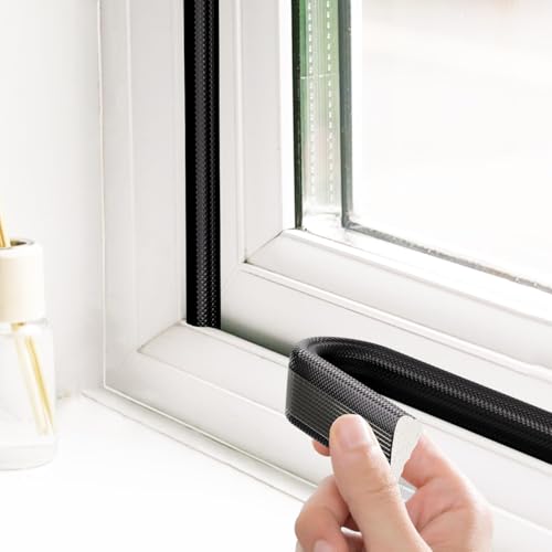 Fensterdichtung Selbstklebend Dichtungsband Fenster Türdichtung 3.5M Fenster Zugluftstopper Keilförmig Design für Kollision Siegel Schalldämmung Zugluft (Schwarz, 3.5M) von OWDFF