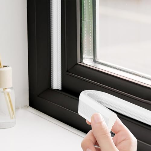 Fensterdichtung Selbstklebend Dichtungsband Fenster Türdichtung 3.5M Fenster Zugluftstopper Keilförmig Design für Kollision Siegel Schalldämmung Zugluft (Weiß, 3.5M) von OWDFF