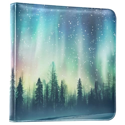 Bücherregal Fotoalben Aurora Borealis im Wald PU Leder Scrapbooking Alben von OWFKAY