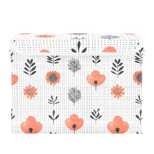 Containers Baskets with Lids Flower Pattern Fabric Foldable Storage Bins Organizer with Lid Collapsible Storage Boxes for Home Bedroom Closet Office von OWFKAY