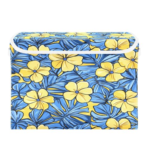 Containers Baskets with Lids Hawaiian Flowers Fabric Foldable Storage Bins Organizer with Lid Collapsible Storage Boxes for Home Bedroom Closet Office von OWFKAY
