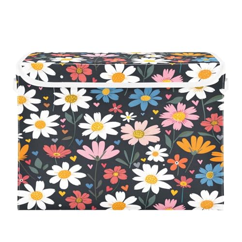 Containers Baskets with Lids Romantic Flowers Design Fabric Foldable Storage Bins Organizer with Lid Collapsible Storage Boxes for Home Bedroom Closet Office von OWFKAY