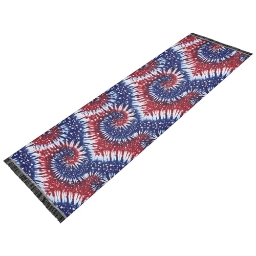 OWFKAY Flurläufer, Flaggen-Batikmuster, lange Fußmatten für den Innenbereich, rutschfest, ultraweich, für Schlafzimmer, Badezimmer, Waschküche, Wohnzimmer, 183 x 60 cm OWFKAY Flurläufer, Flaggen-Batikmuster, lange Fußmatten für den Innenbereich, rutschfest, ultraweich, für Schlafzimmer, Badezimmer, Waschküche, Wohnzimmer, 183 x 60 cm von OWFKAY