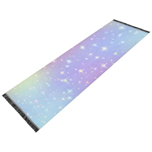OWFKAY Flurläufer, Funkelnde Sterne, Regenbogen-Hintergrundmuster, lange Fußmatten für den Innenbereich, rutschfest, ultraweich, für Schlafzimmer, Badezimmer, Waschküche, Wohnzimmer, 183 x 60 cm OWFKAY Flurläufer, Funkelnde Sterne, Regenbogen-Hintergrundmuster, lange Fußmatten für den Innenbereich, rutschfest, ultraweich, für Schlafzimmer, Badezimmer, Waschküche, Wohnzimmer, 183 x 60 cm von OWFKAY