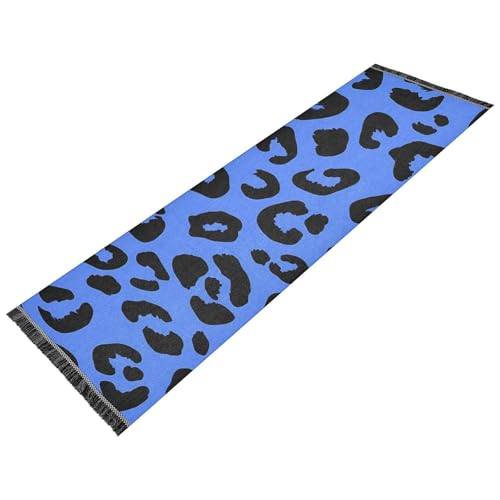 OWFKAY Flurläufer, Leopardenmuster, blaues Hintergrundmuster, lange Fußmatten für den Innenbereich, rutschfest, ultraweich, für Schlafzimmer, Badezimmer, Waschküche, Wohnzimmer, 183 x 60 cm OWFKAY Flurläufer, Leopardenmuster, blaues Hintergrundmuster, lange Fußmatten für den Innenbereich, rutschfest, ultraweich, für Schlafzimmer, Badezimmer, Waschküche, Wohnzimmer, 183 x 60 cm von OWFKAY