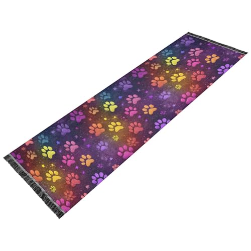 OWFKAY Flurläufer, schwarzes Glitzer-Pfotenmuster, lange Fußmatten für den Innenbereich, rutschfest, ultraweich, für Schlafzimmer, Badezimmer, Waschküche, Wohnzimmer, 183 x 60 cm OWFKAY Flurläufer, schwarzes Glitzer-Pfotenmuster, lange Fußmatten für den Innenbereich, rutschfest, ultraweich, für Schlafzimmer, Badezimmer, Waschküche, Wohnzimmer, 183 x 60 cm von OWFKAY