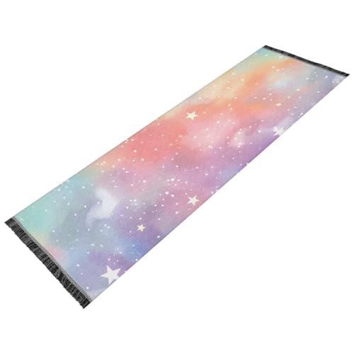 OWFKAY Flurläufer, weiße Sterne, Regenbogen-Hintergrundmuster, lange Fußmatten für den Innenbereich, rutschfest, ultraweich, für Schlafzimmer, Badezimmer, Waschküche, Wohnzimmer, 183 x 60 cm OWFKAY Flurläufer, weiße Sterne, Regenbogen-Hintergrundmuster, lange Fußmatten für den Innenbereich, rutschfest, ultraweich, für Schlafzimmer, Badezimmer, Waschküche, Wohnzimmer, 183 x 60 cm von OWFKAY