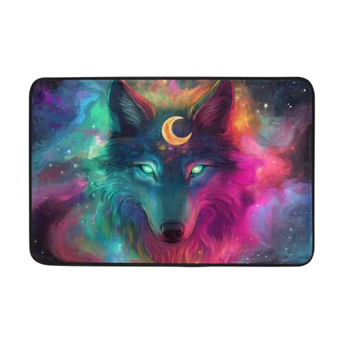 OWFKAY Fußmatte mit Aufschrift "Welcome Door", farbenfroher Wolf, Wohnzimmer, Küche, Bodenmatte, Zuhause, Innen- und Außenbereich, Dekoration, 60 x 40 cm OWFKAY Fußmatte mit Aufschrift "Welcome Door", farbenfroher Wolf, Wohnzimmer, Küche, Bodenmatte, Zuhause, Innen- und Außenbereich, Dekoration, 60 x 40 cm von OWFKAY