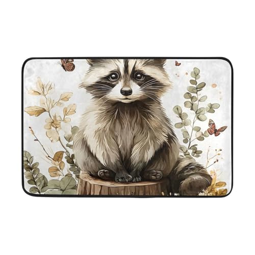 OWFKAY Fußmatte mit Aufschrift "Welcome Doormat", Motiv: Kakbär-Pilz, Holz, Wohnzimmer, Küche, Bodenmatte, Zuhause, Innen- und Außenbereich, Dekoration, 60 x 40 cm von OWFKAY