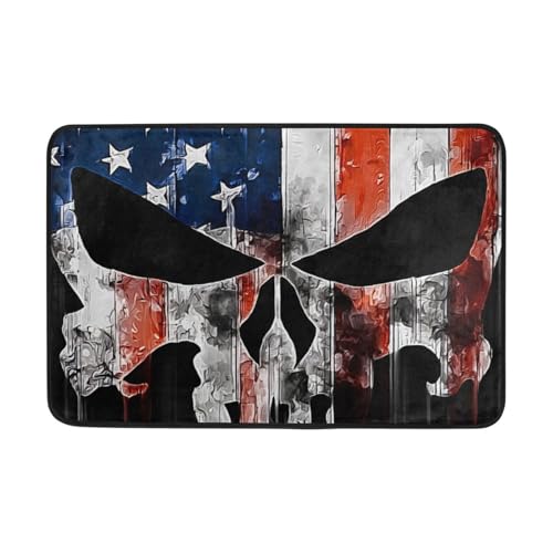 OWFKAY Fußmatte mit Totenkopfmotiv, Motiv: USA-Flagge, für Wohnzimmer, Küche, Bodenmatte, Zuhause, Innen- und Außenbereich, Dekoration, 60 x 40 cm OWFKAY Fußmatte mit Totenkopfmotiv, Motiv: USA-Flagge, für Wohnzimmer, Küche, Bodenmatte, Zuhause, Innen- und Außenbereich, Dekoration, 60 x 40 cm von OWFKAY