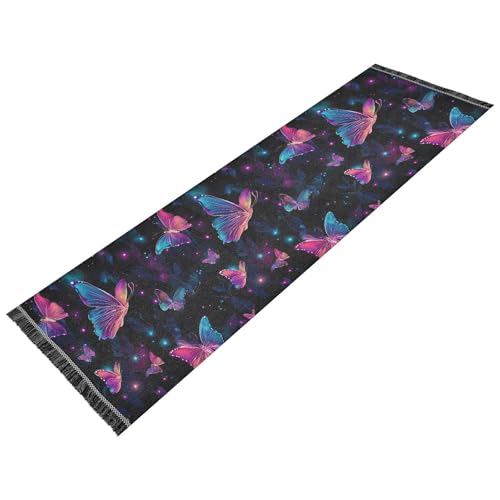 OWFKAY Läufer für Flur, Rosa, Blau, Neon-Schmetterlinge, Blättermuster, lange Fußmatten für den Innenbereich, rutschfest, ultraweich, für Schlafzimmer, Badezimmer, Waschküche, Wohnzimmer, 183 x 60 cm OWFKAY Läufer für Flur, Rosa, Blau, Neon-Schmetterlinge, Blättermuster, lange Fußmatten für den Innenbereich, rutschfest, ultraweich, für Schlafzimmer, Badezimmer, Waschküche, Wohnzimmer, 183 x 60 cm von OWFKAY