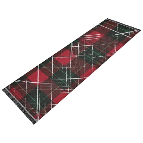 OWFKAY Läufer für Flur, Rot, Schwarz, Grün, Gittermuster, lange Fußmatten für den Innenbereich, rutschfest, ultraweich, für Schlafzimmer, Badezimmer, Waschküche, Wohnzimmer, 183 x 60 cm OWFKAY Läufer für Flur, Rot, Schwarz, Grün, Gittermuster, lange Fußmatten für den Innenbereich, rutschfest, ultraweich, für Schlafzimmer, Badezimmer, Waschküche, Wohnzimmer, 183 x 60 cm von OWFKAY