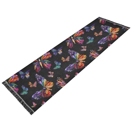 OWFKAY Läufer für Flur, buntes Schmetterlingsmuster, lange Fußmatten für den Innenbereich, rutschfest, ultraweich, für Schlafzimmer, Badezimmer, Waschküche, Wohnzimmer, 183 x 60 cm OWFKAY Läufer für Flur, buntes Schmetterlingsmuster, lange Fußmatten für den Innenbereich, rutschfest, ultraweich, für Schlafzimmer, Badezimmer, Waschküche, Wohnzimmer, 183 x 60 cm von OWFKAY