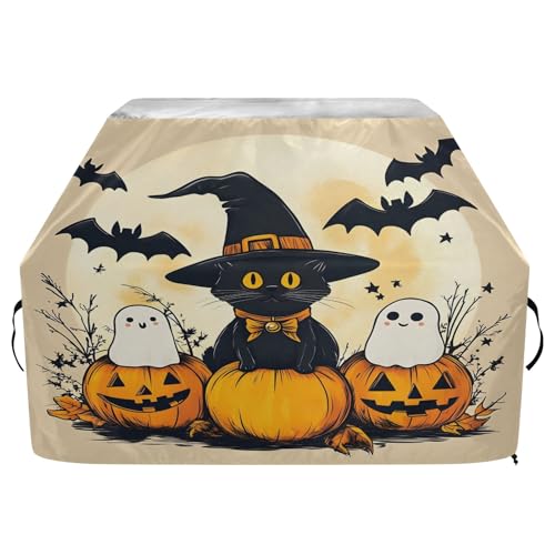 Premium Grillabdeckung, wasserdicht, farbecht, Grillabdeckung, strapazierfähig, passend für Grillbreiten bis zu 63,5 cm, Halloween-Katze von OWFKAY