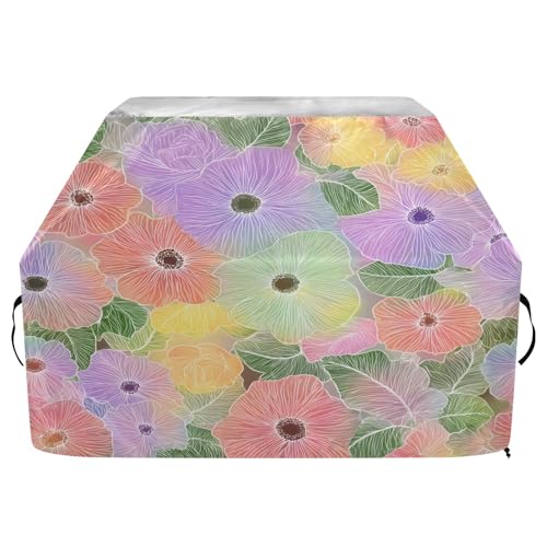 Premium Grillabdeckung Wasserdicht Grillabdeckung Fade Resistant BBQ Cover Heavy Duty Passend für Grillbreiten bis zu 63,5 cm im Blumendesign von OWFKAY