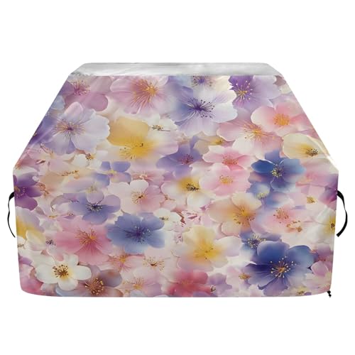Premium Grillabdeckung Wasserdicht Grillabdeckung Fade Resistant BBQ Cover Heavy Duty Passend für Grillbreiten bis zu 63,5 cm in schönem Blumenmuster von OWFKAY
