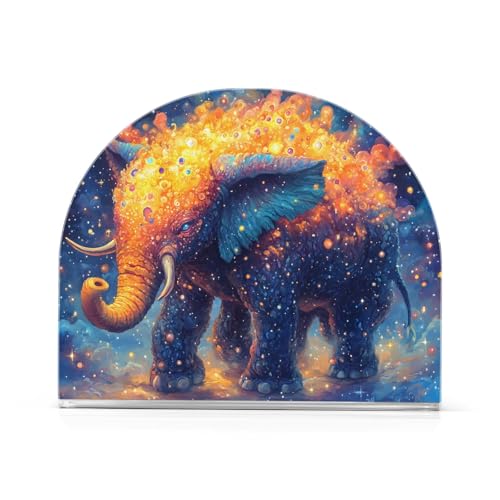 Serviettenhalter aus Acryl, mystischer kosmischer Elefant, modern, dekorativer Papierhalter für Tisch, Küche, Büro, Restaurant von OWFKAY