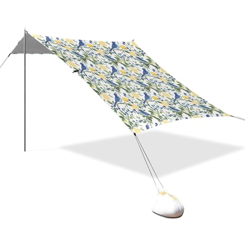 Tragbares Strandzelt Camping Sonnenschutz Baldachin UPF 50+ UV-Schutz Sonnenschutz Blau Vogel Heidelbeere Zitrone Muster Tragbares Strandzelt Camping Sonnenschutz Baldachin UPF 50+ UV-Schutz Sonnenschutz Blau Vogel Heidelbeere Zitrone Muster von OWFKAY