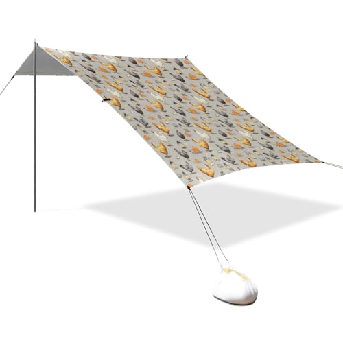 Tragbares Strandzelt Camping Sonnenschutz Baldachin UPF 50+ UV-Schutz Sonnenschutz Huhn Laterne Muster von OWFKAY