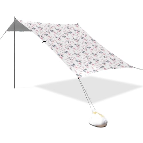 Tragbares Strandzelt Camping Sonnenschutz Baldachin UPF 50+ UV-Schutz Sonnenschutz Niedliches Kaninchenmuster von OWFKAY