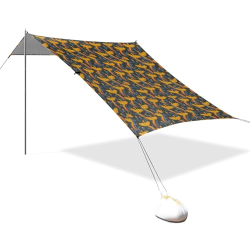Tragbares Strandzelt Camping Sonnenschutz Baldachin UPF 50+ UV-Schutz Sonnenschutz Phoenix Gelb Muster von OWFKAY